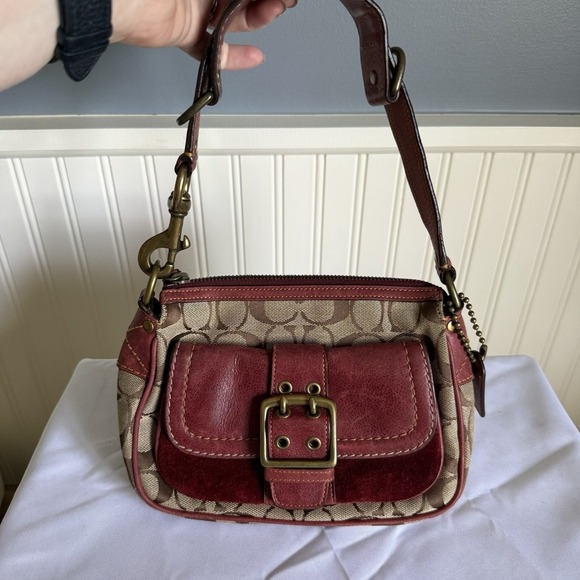 Coach Handbags - VTG Coach Special Edition 2004 Fall Shoulder Bag Purse Brown and Burgandy Y2K